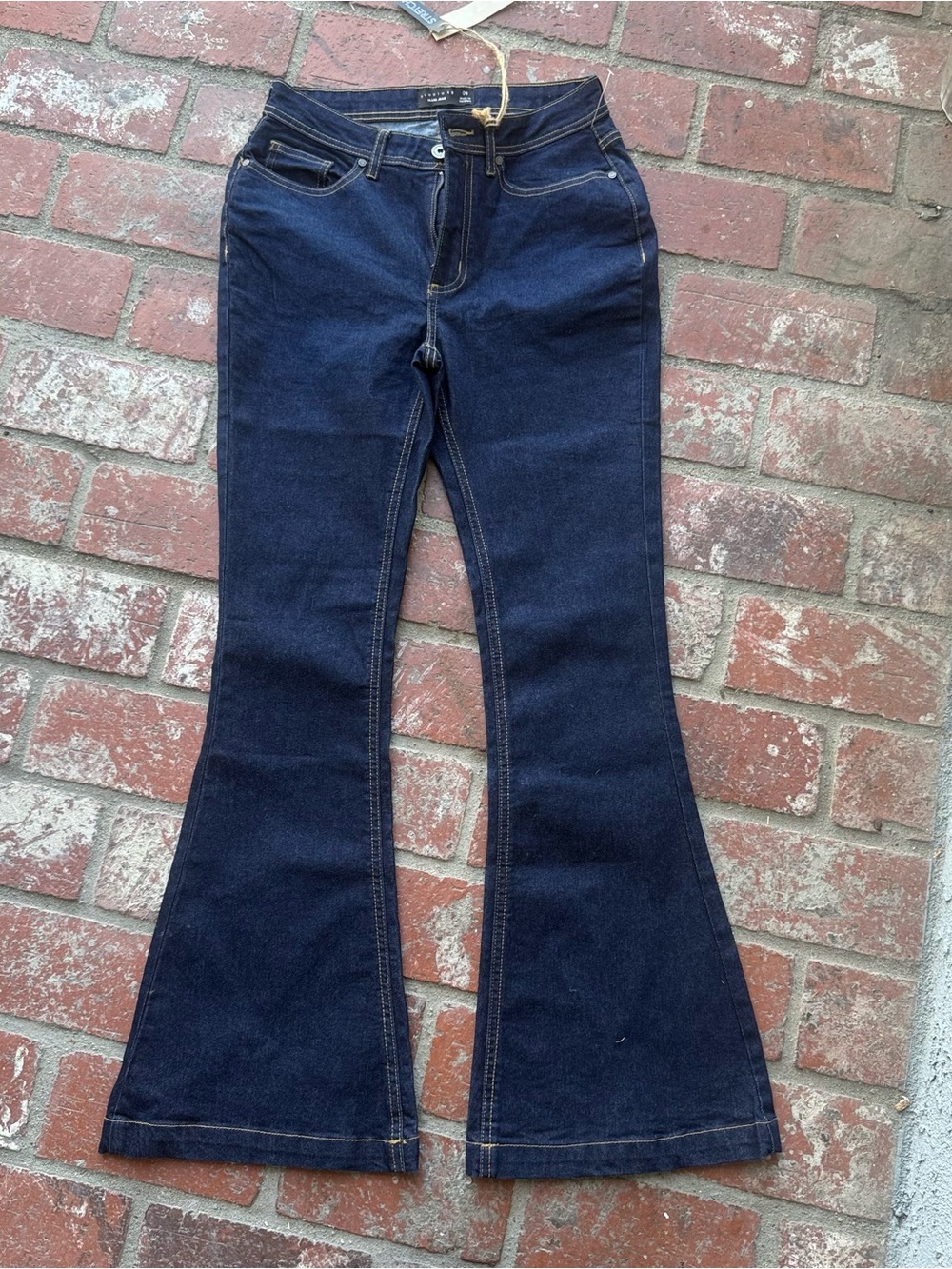 Studio Deep Indigo Flared Wide-Leg Jeans